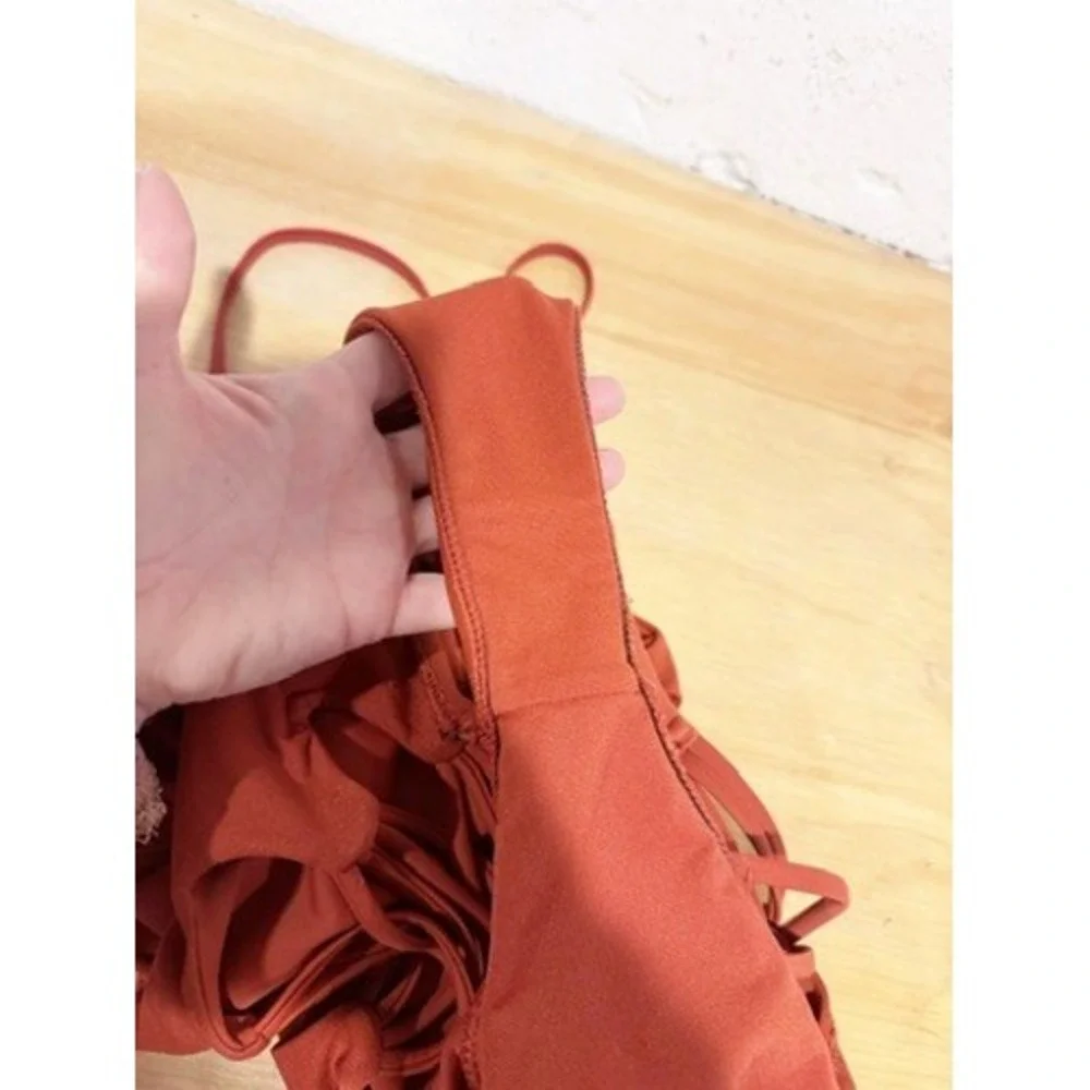 Body Glove | Rust Orange Lattice Side Cutout One Piece Swimsuit‎ V-Neck